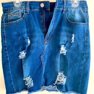 Jean/Denim Distressed Skirt